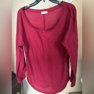 Lucky Mare Deep Red Long Sleeve Top/ Sweater (S)